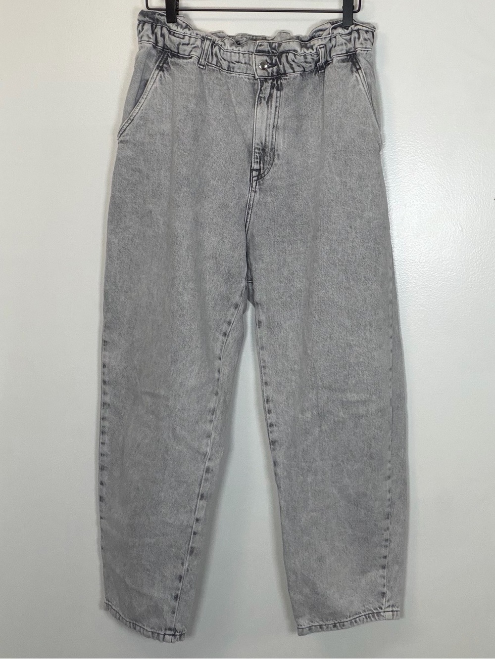 Zara Gray Elastic-Waist Denim Jeans